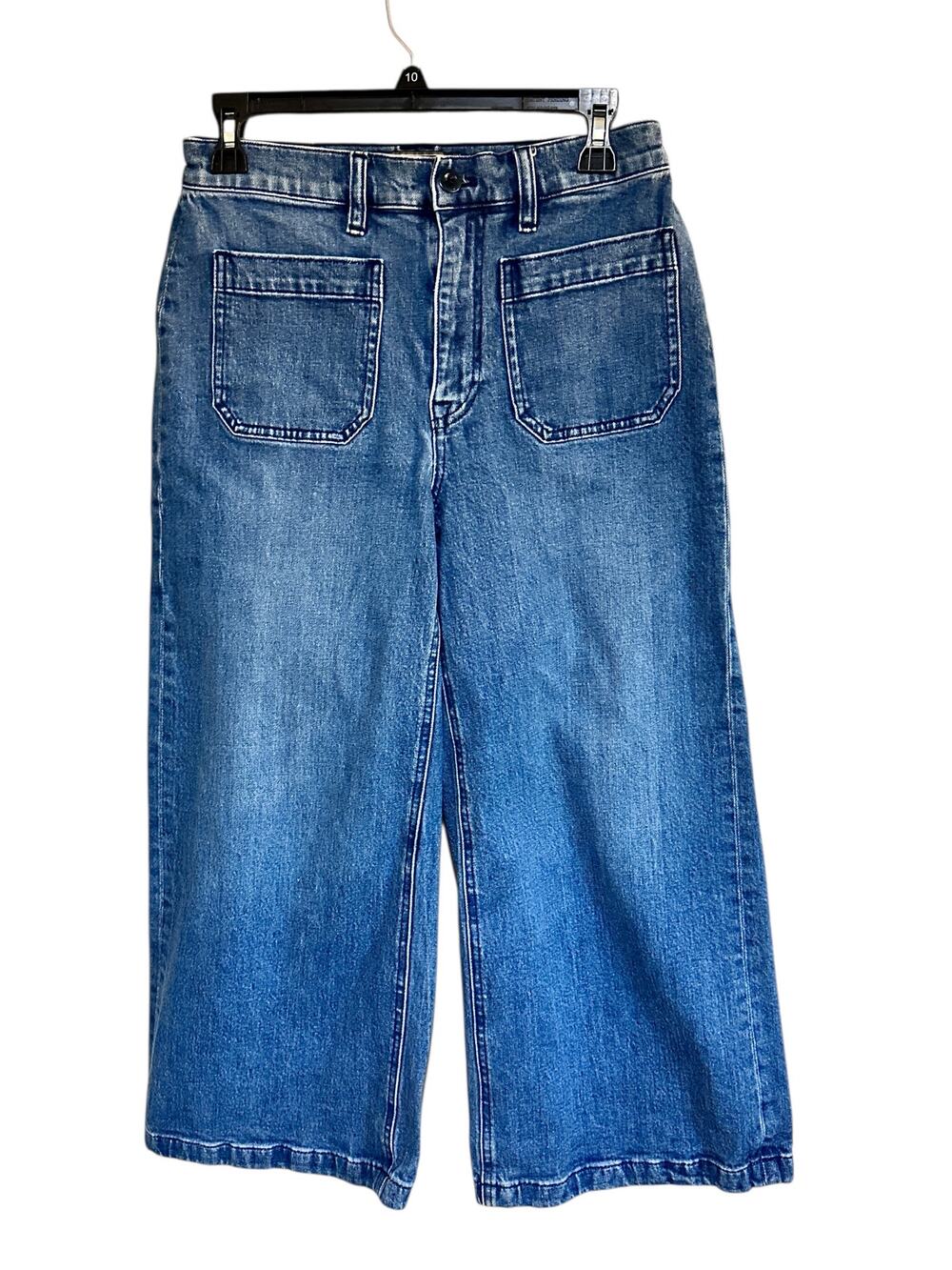 Point Sur Wide Leg Cropped Jeans Size 28 High Rise Blue Denim